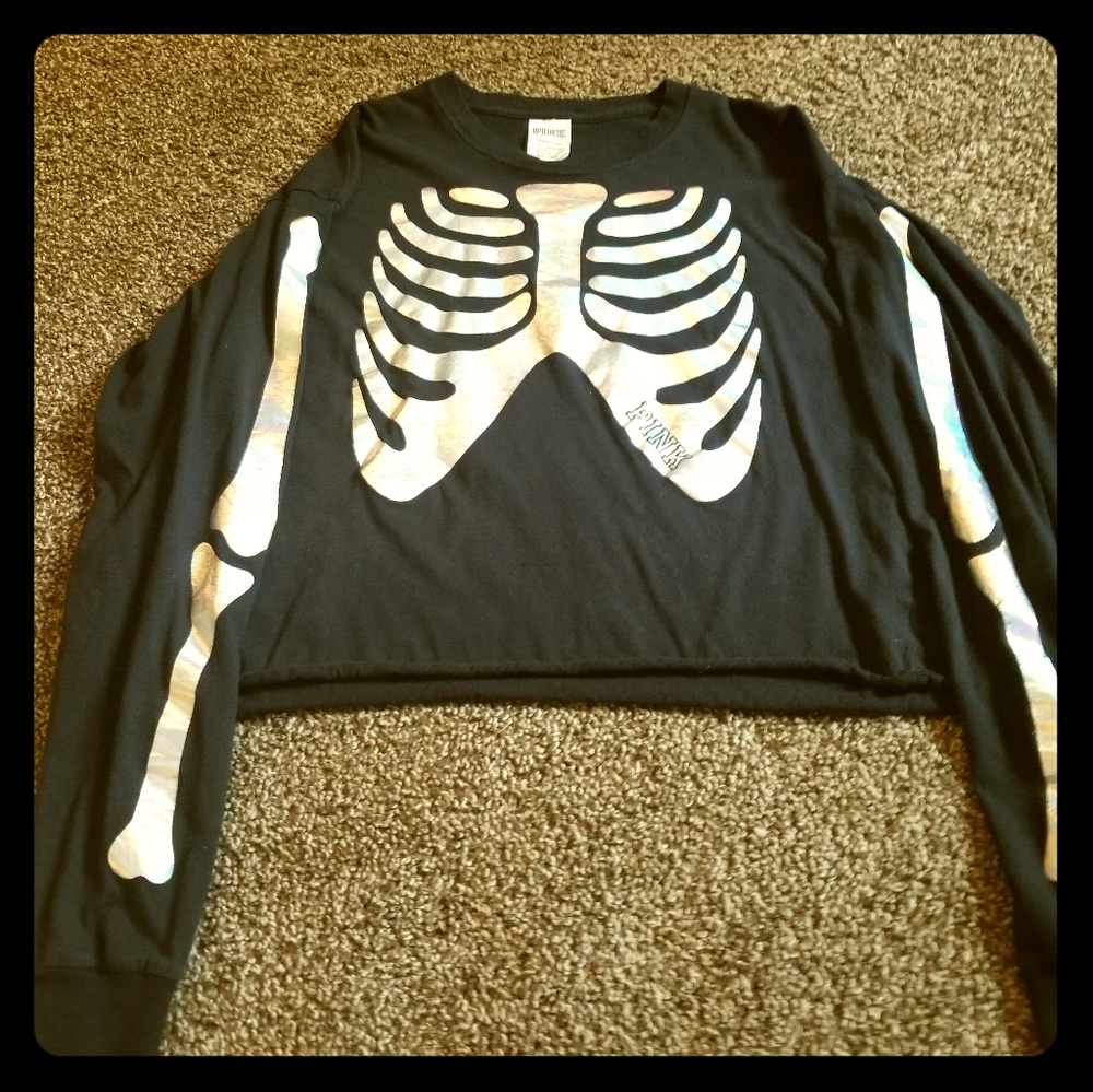 Vs pink skelaton crop top long sleeve
